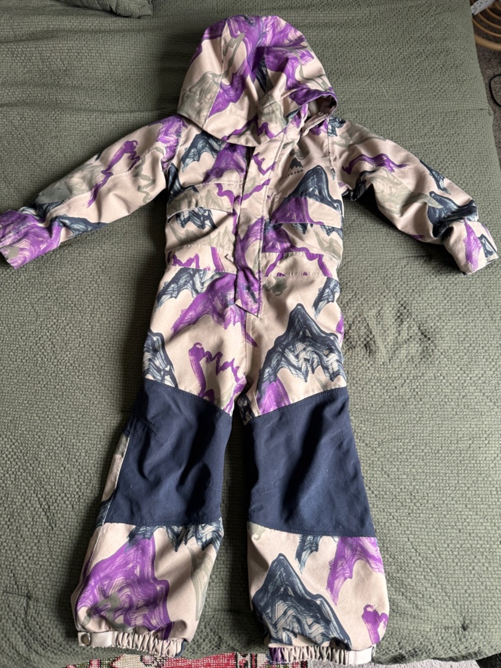 Burton Kids Beige Jacket with Purple & Navy Brushstroke Print
